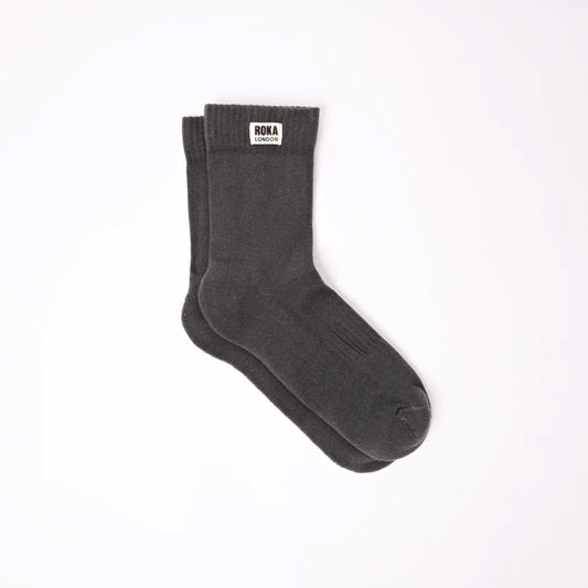 ROKA London | Black Wimbledon Crew Socks for Men