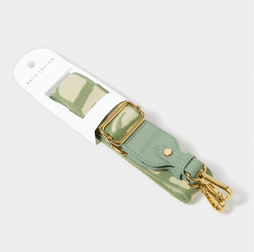 Seafoam Green And Ivory Abstract Canvas Bag Strap