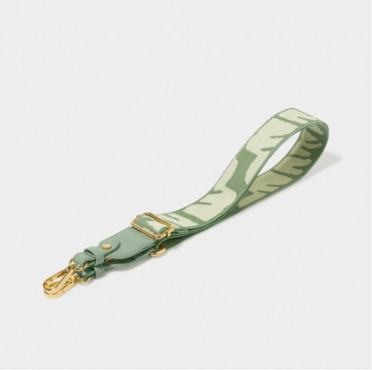 Seafoam Green And Ivory Abstract Canvas Bag Strap