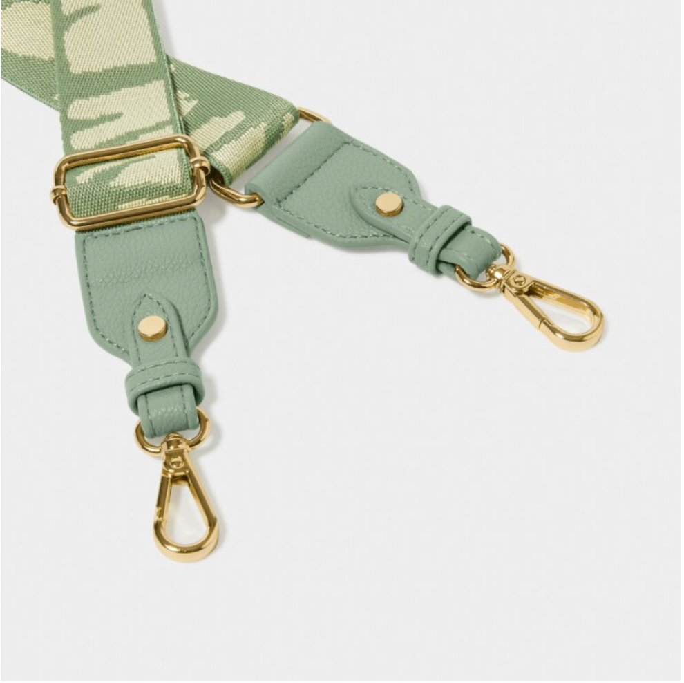 Seafoam Green And Ivory Abstract Canvas Bag Strap