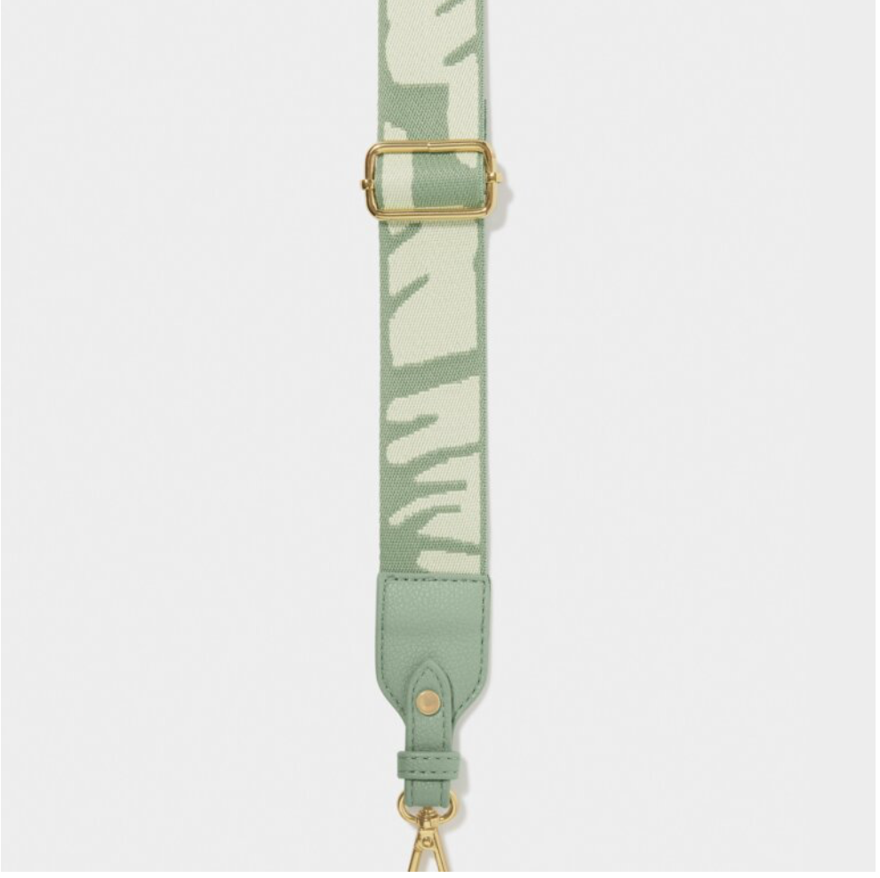 Seafoam Green And Ivory Abstract Canvas Bag Strap