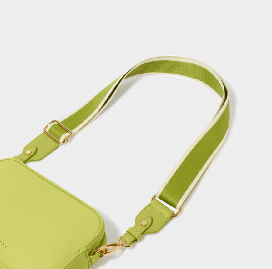 Lime Green Stripe Canvas Bag Strap