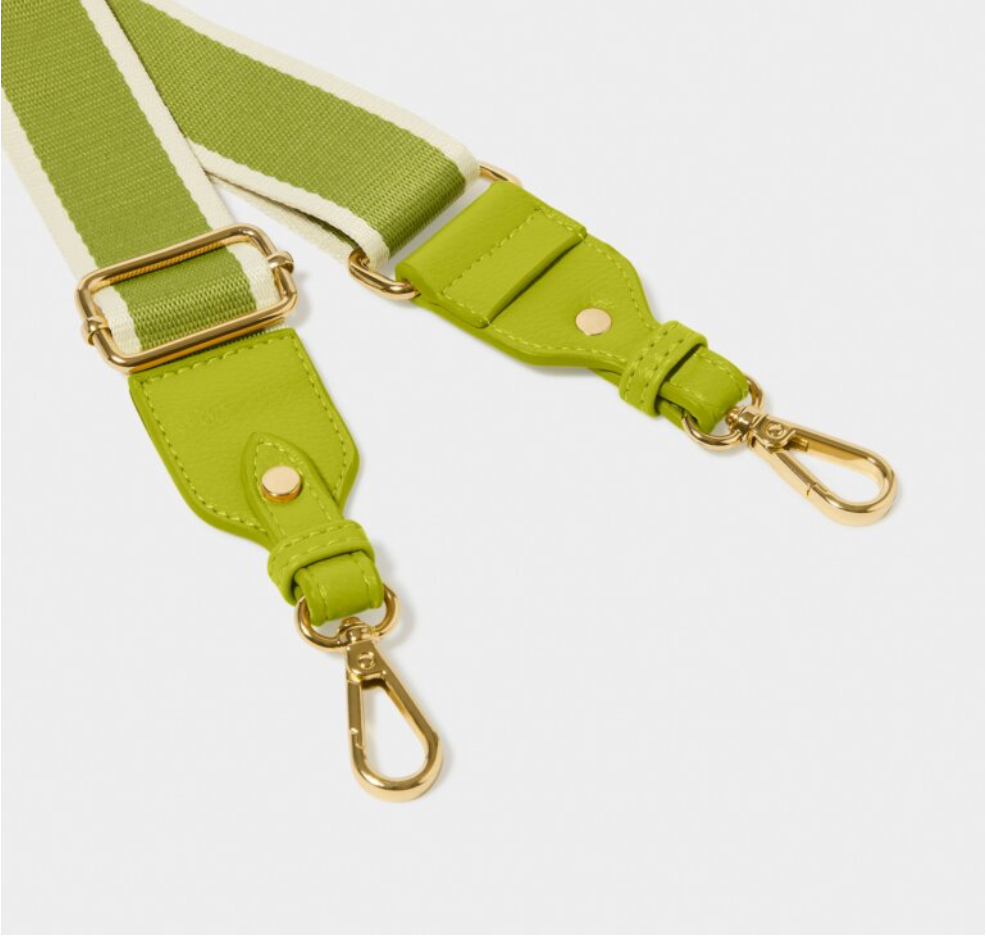 Lime Green Stripe Canvas Bag Strap