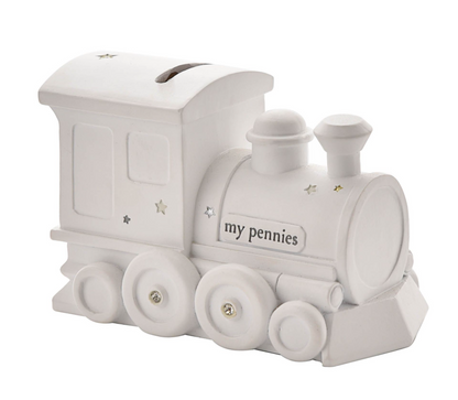 Bambino White Resin Train Money Box