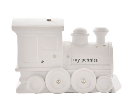 Bambino White Resin Train Money Box