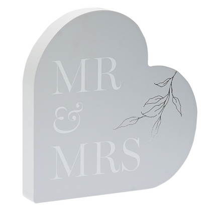 Mr & Mrs Amore Grey Heart Mantel Plaque