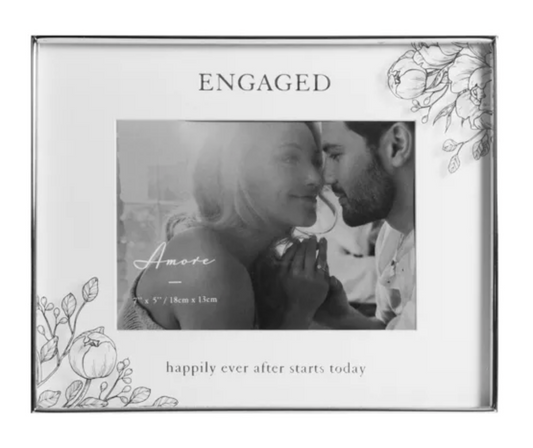 Amore Engaged Silver Foil Floral Frame 7"x5"