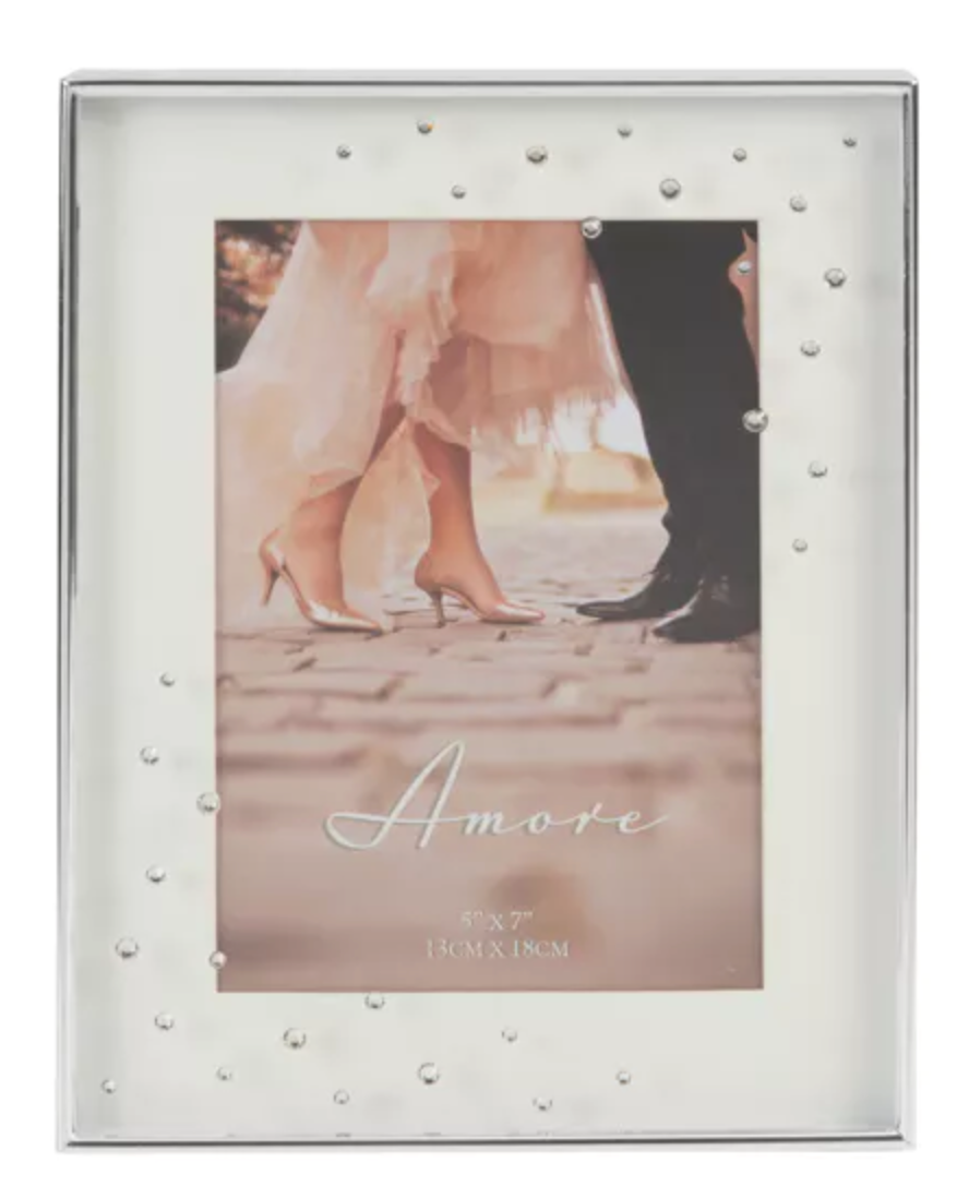 Amore Silverplated Frame with Crystals 7"x5"