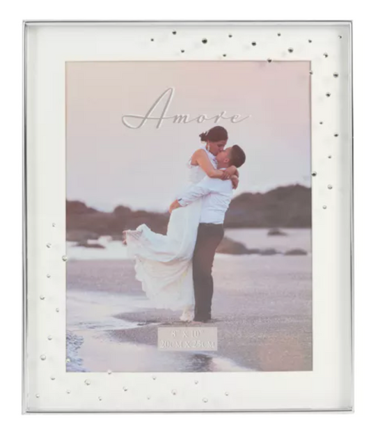 Amore Silverplated Frame with Crystals 8"x10"