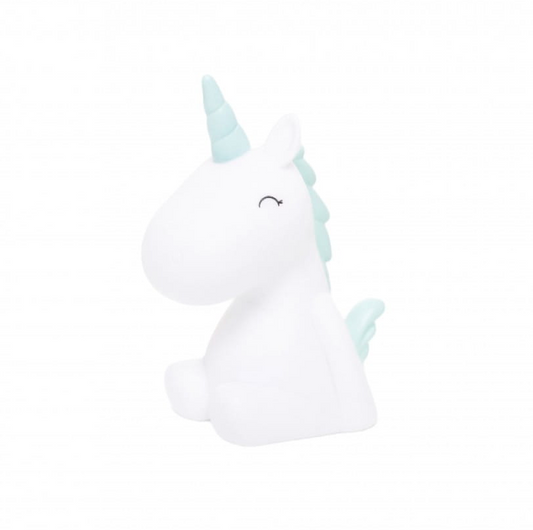 Mini White Unicorn with Pastel Blue Mane Colour Changing LED Nightlight