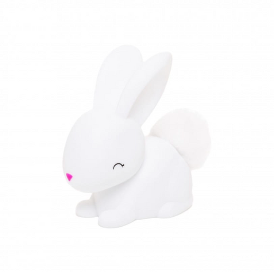 Mini White Bunny with Fluffy Faux Fur Pom Tail Colour Changing LED Nightlight