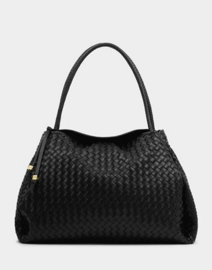 Katie Loxton | Black Nova Hand Woven Large Shoulder Bag