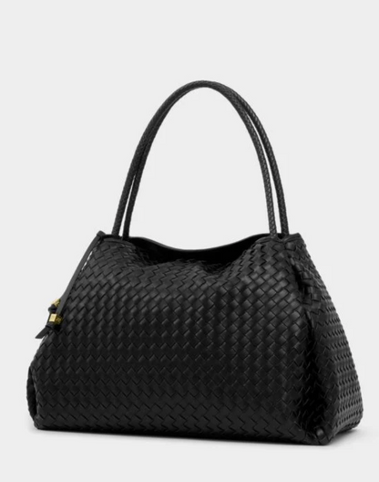 Katie Loxton | Black Nova Hand Woven Large Shoulder Bag