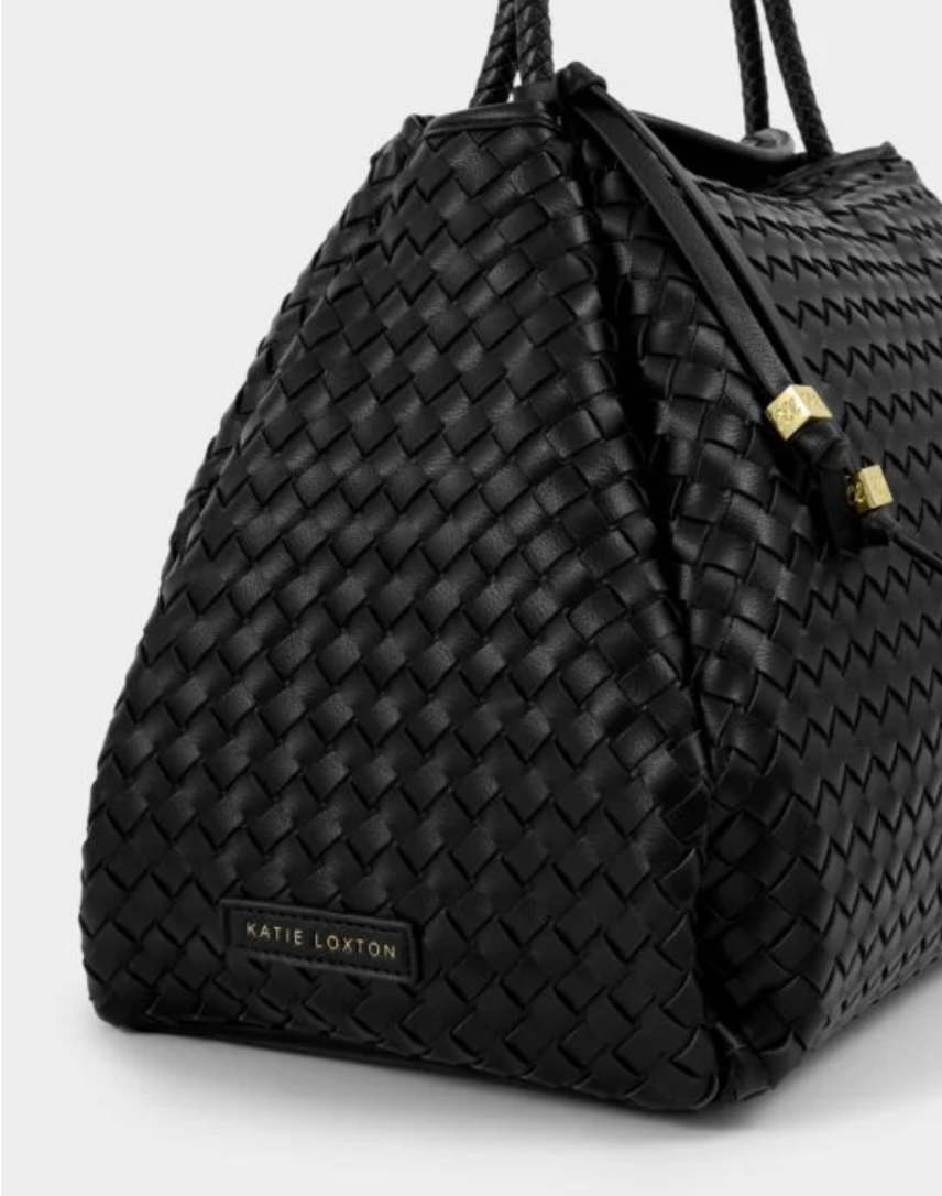 Katie Loxton | Black Nova Hand Woven Large Shoulder Bag