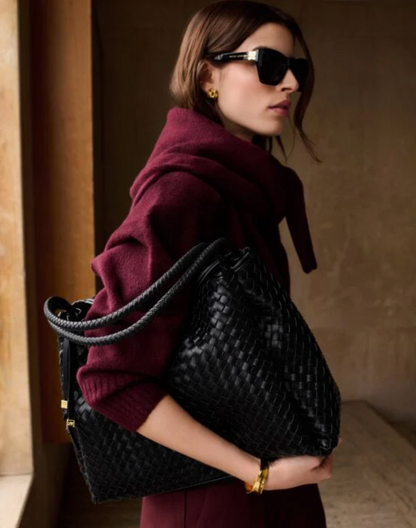 Katie Loxton | Black Nova Hand Woven Large Shoulder Bag