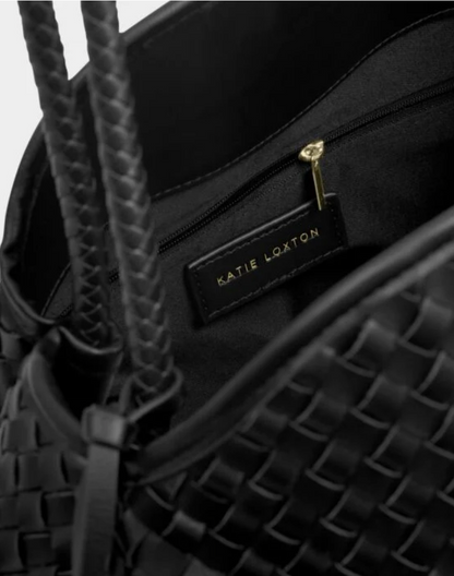 Katie Loxton | Black Nova Hand Woven Large Shoulder Bag