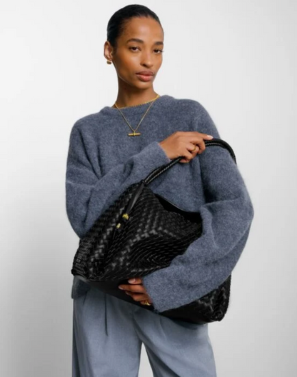 Katie Loxton | Black Nova Hand Woven Large Shoulder Bag