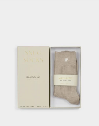Katie Loxton | Taupe Heart Gift Boxed Snug Socks