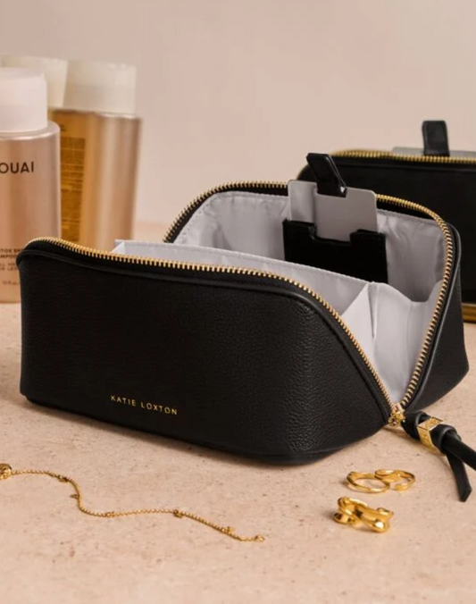 Katie Loxton | Black Fold Out Makeup Bag With Mirror