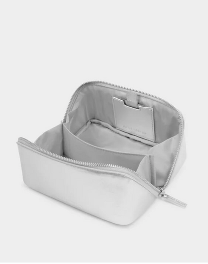 Katie Loxton | Silver Patent Crackle Fold Out Makeup Bag With Mirror