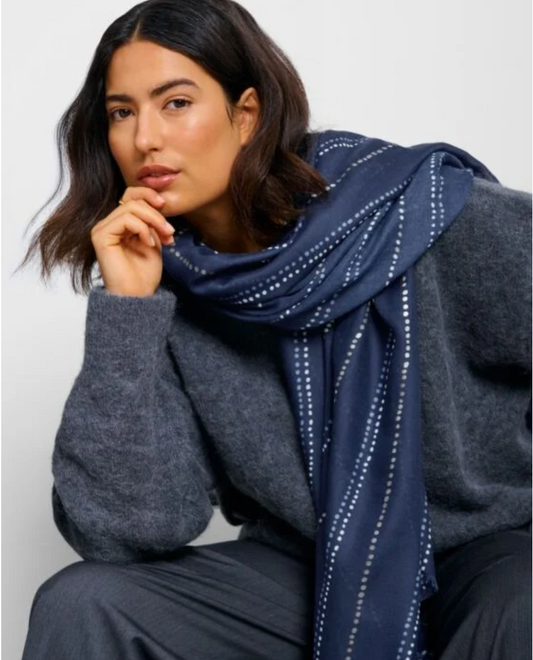 Katie Loxton | Dotted Stripe Print Foil Scarf