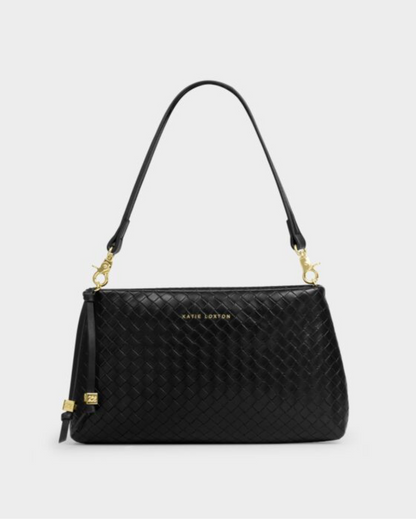 Katie Loxton | Black Nova Woven Texture Clutch