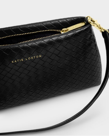 Katie Loxton | Black Nova Woven Texture Clutch