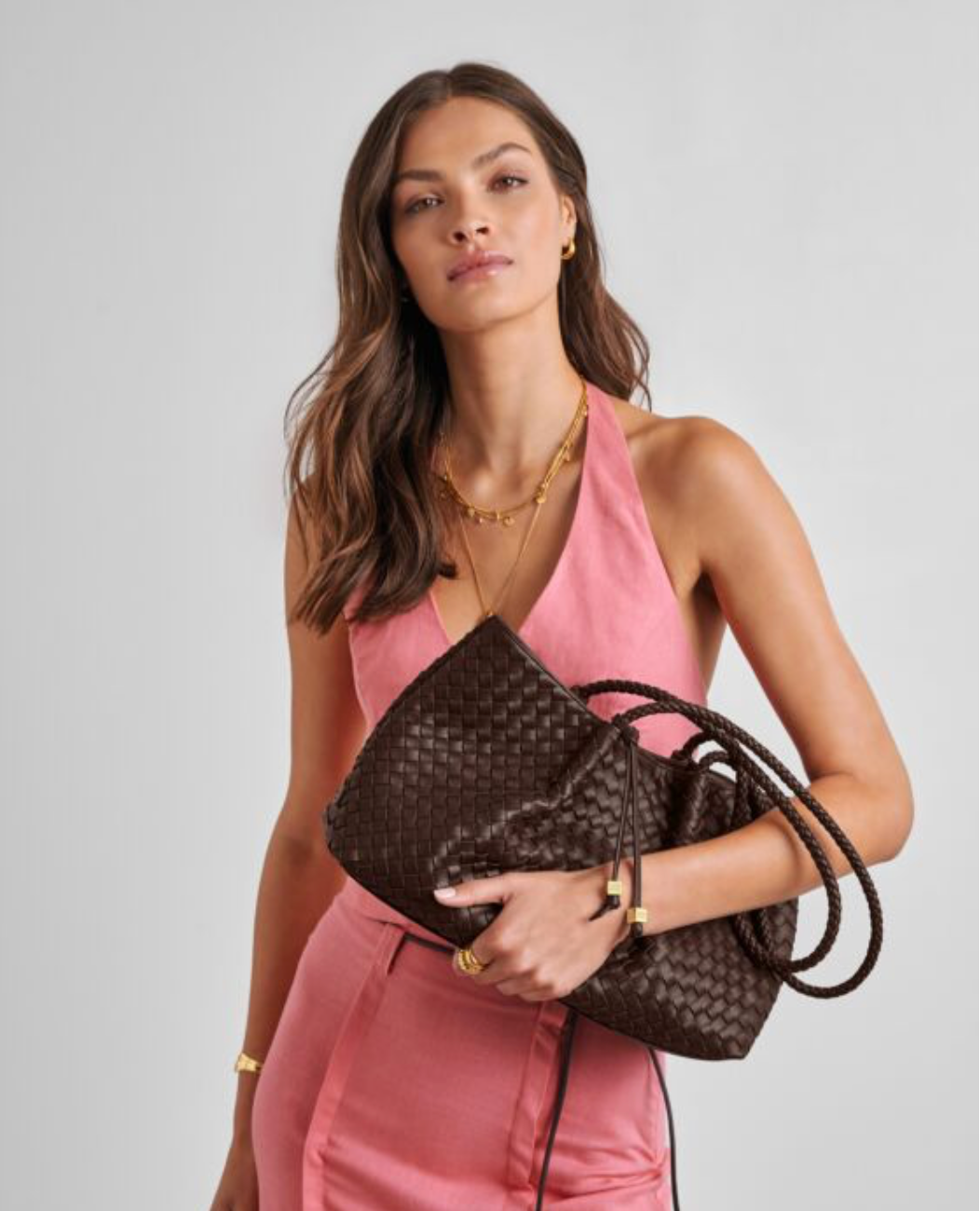 Katie Loxton | Chocolate Nova Hand Woven Small Shoulder Tote