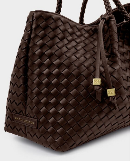 Katie Loxton | Chocolate Nova Hand Woven Small Shoulder Tote