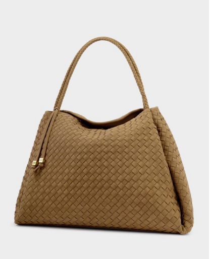 Katie Loxton | Light Caramel Nova Hand Woven Suedette Large Shoulder Bag