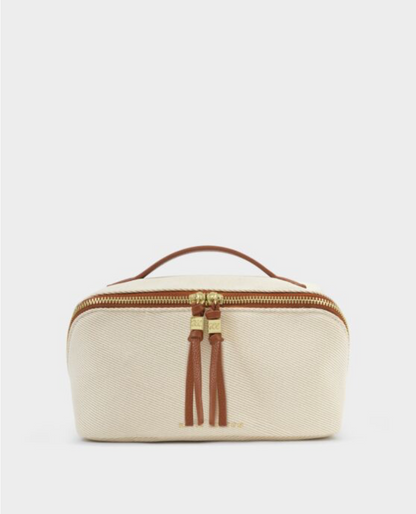 Katie Loxton | Cognac Soho Medium Canvas Makeup & Wash Bag