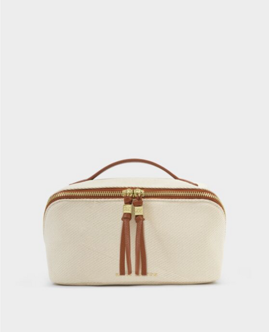 Katie Loxton | Cognac Soho Medium Canvas Makeup & Wash Bag