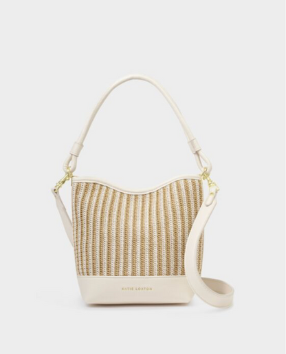 Katie Loxton | Off White Sorrento Striped Raffia Bucket Bag