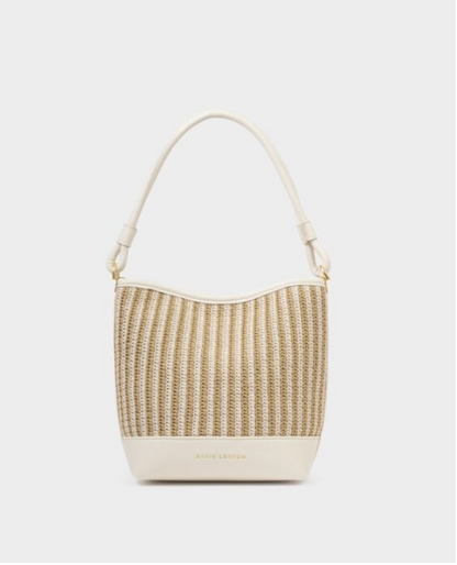 Katie Loxton | Off White Sorrento Striped Raffia Bucket Bag