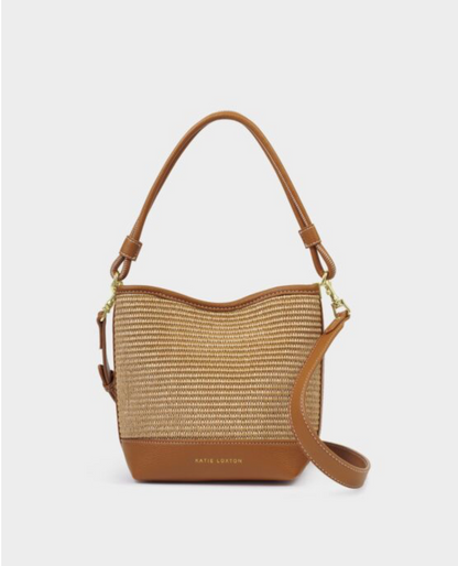 Katie Loxton | Cognac Sorrento Striped Raffia Bucket Bag