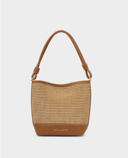 Katie Loxton | Cognac Sorrento Striped Raffia Bucket Bag