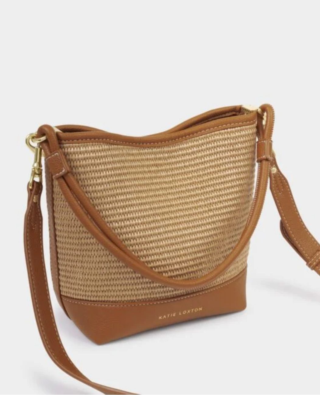 Katie Loxton | Cognac Sorrento Striped Raffia Bucket Bag