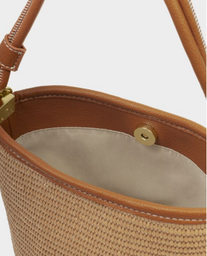 Katie Loxton | Cognac Sorrento Striped Raffia Bucket Bag