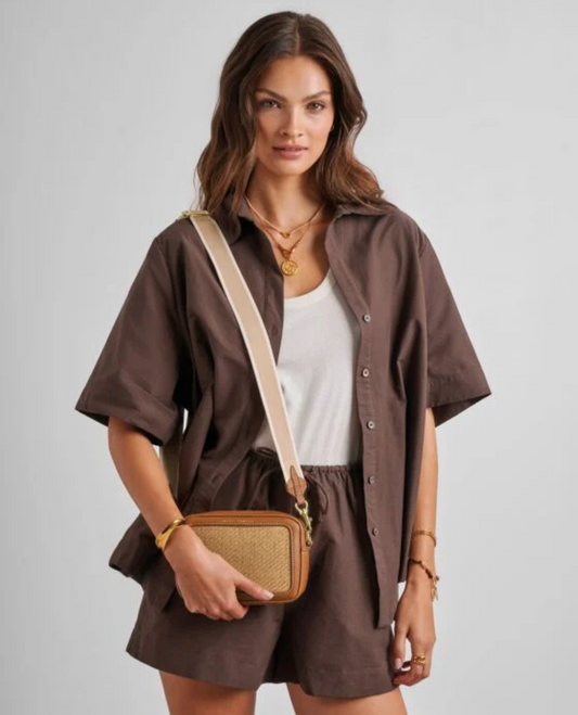 Katie Loxton | Cognac Avery Raffia Small Crossbody Bag