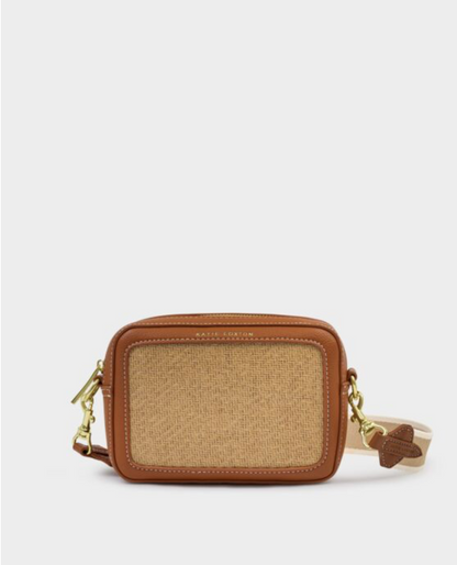 Katie Loxton | Cognac Avery Raffia Small Crossbody Bag