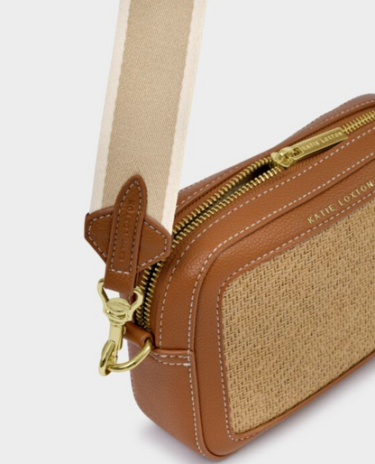 Katie Loxton | Cognac Avery Raffia Small Crossbody Bag