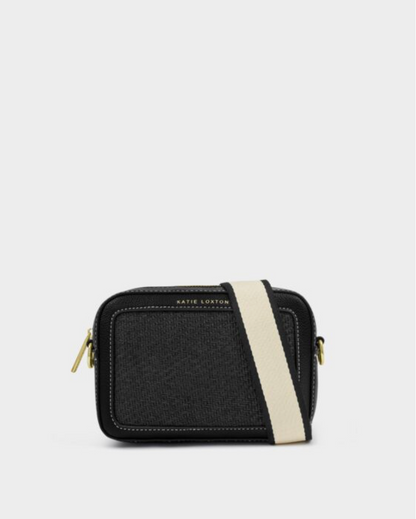 Katie Loxton | Black Avery Raffia Small Crossbody Bag