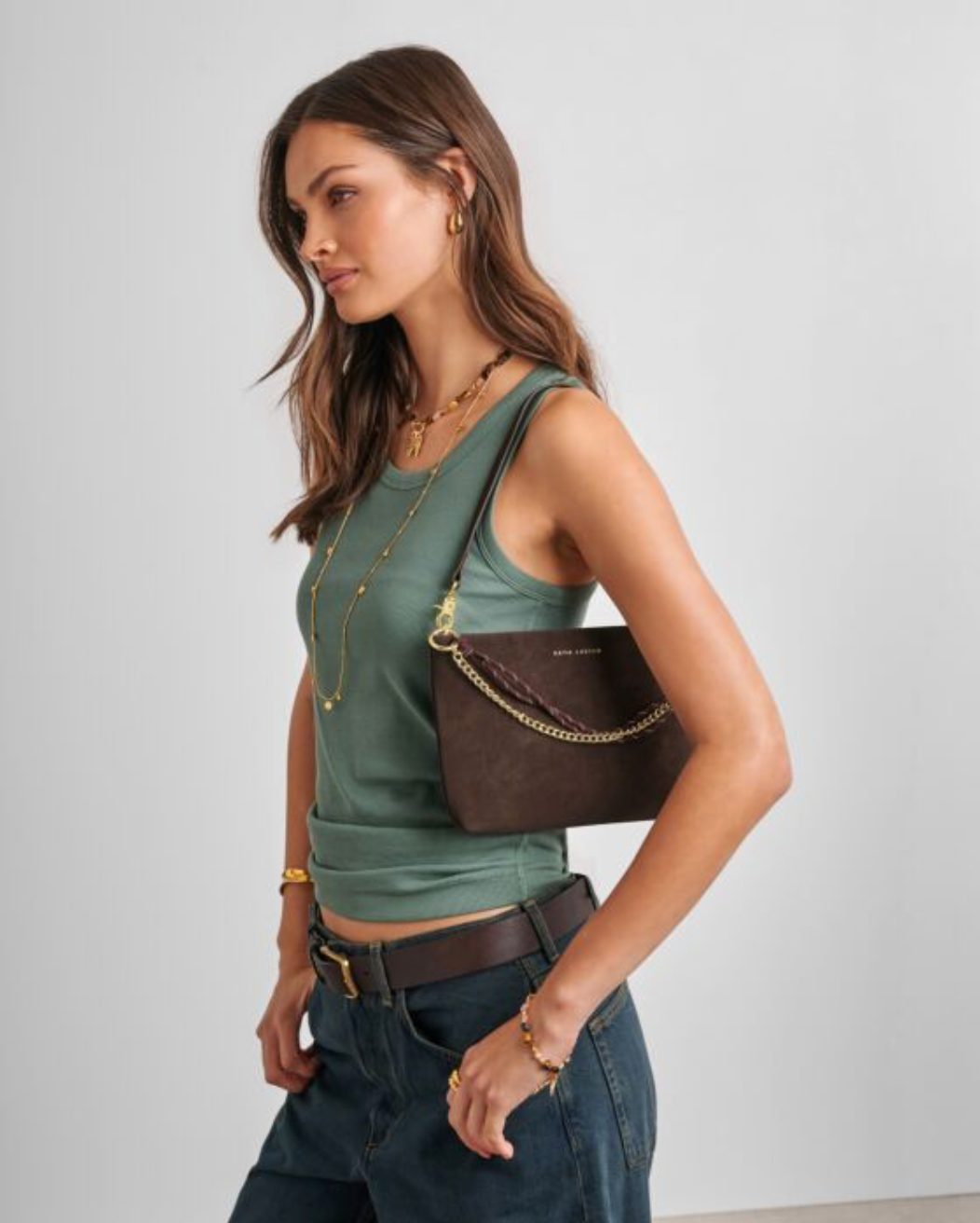 Katie Loxton | Bitter Chocolate Cord Small Suedette Shoulder Bag