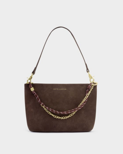 Katie Loxton | Bitter Chocolate Cord Small Suedette Shoulder Bag
