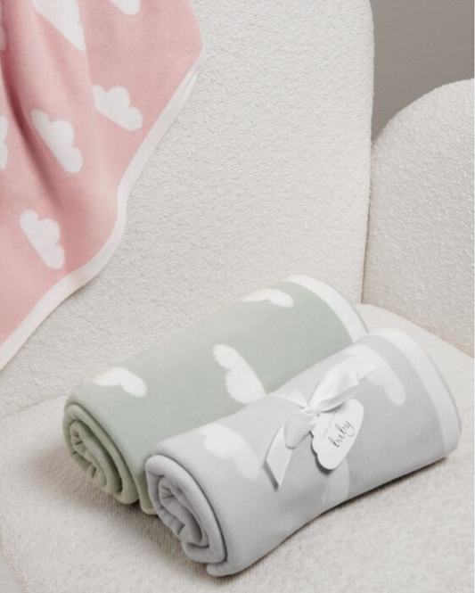 Katie Loxton | Grey Printed Baby Blanket