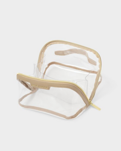 Katie Loxton | Light Taupe Clear Medium Makeup & Wash Bag