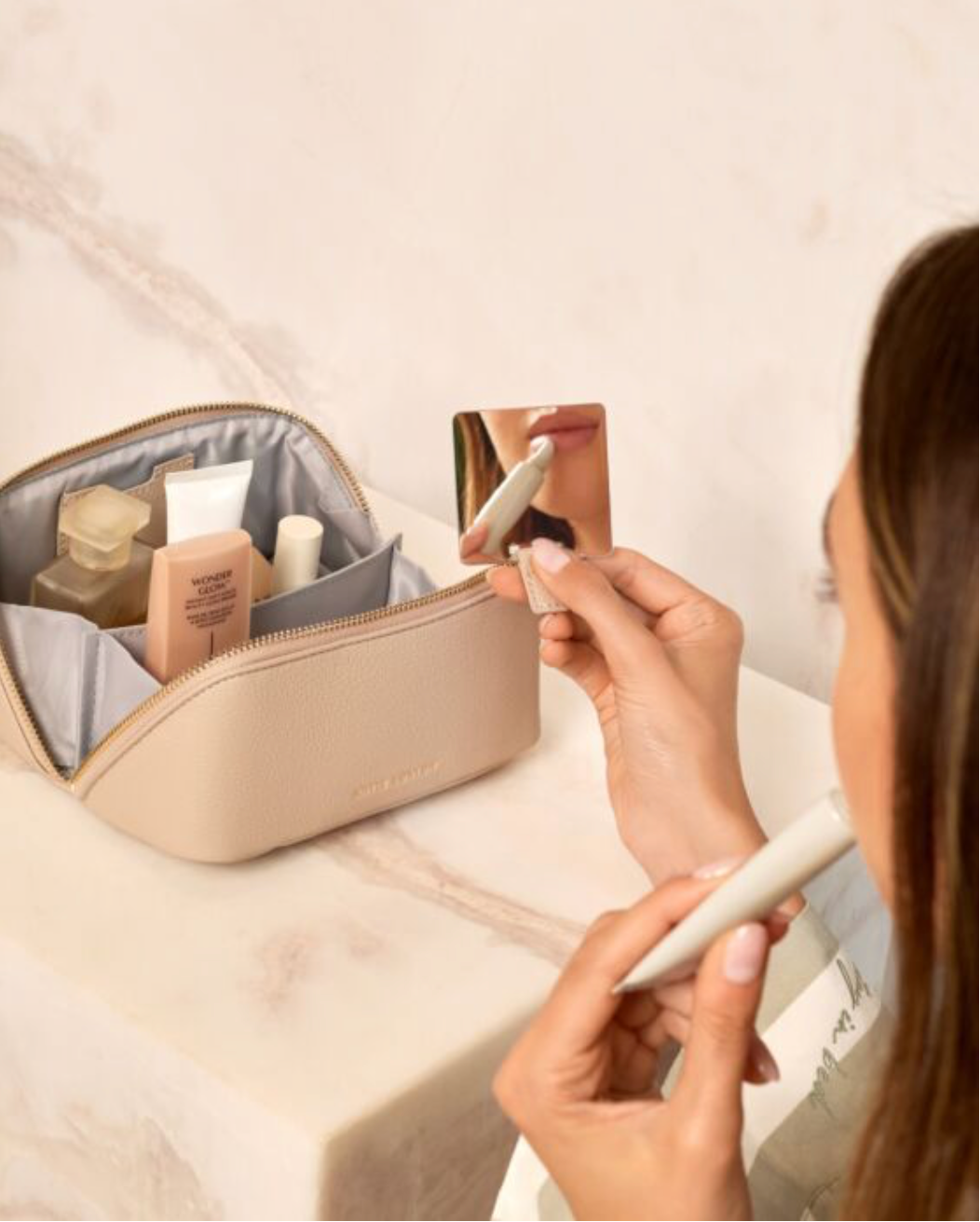 Katie Loxton | Oyster Fold Out Makeup Bag With Mirror
