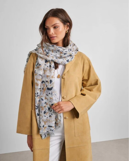Katie Loxton | White, Caramel & Navy Terrazzo Printed Scarf