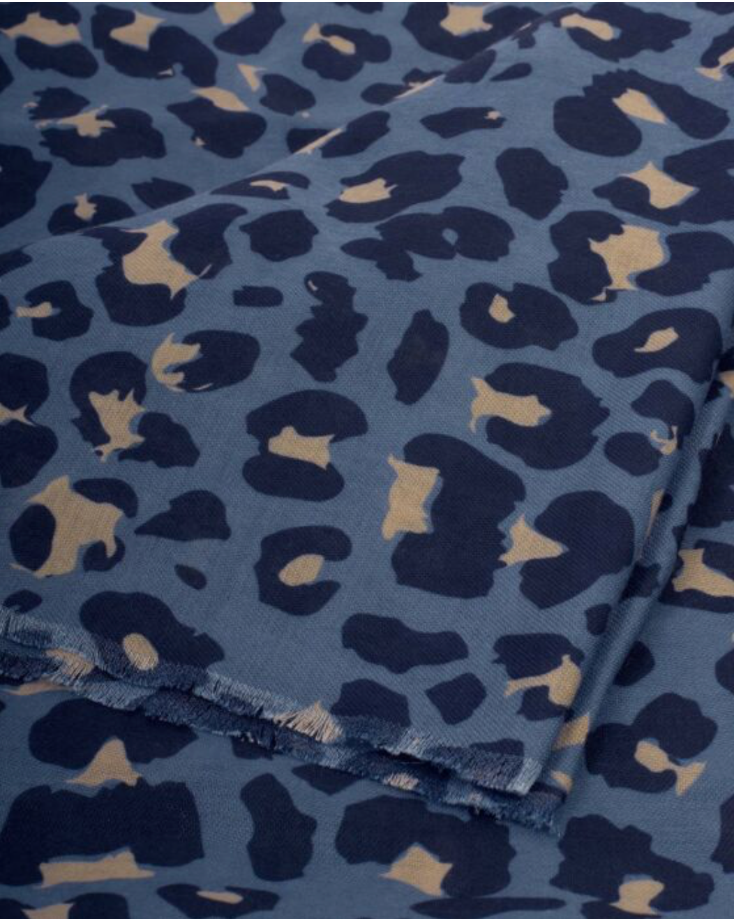 Katie Loxton | Navy, Black & Taupe Leopard Printed Scarf