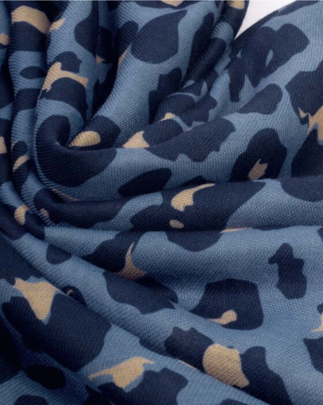 Katie Loxton | Navy, Black & Taupe Leopard Printed Scarf